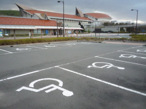 View of the accessible parking space and Aquas