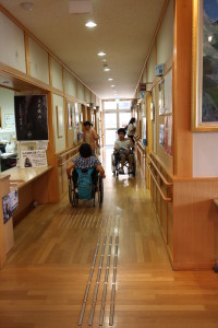 Aisle to the accessible bathroom