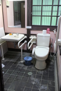 Accessible bathroom near exit
