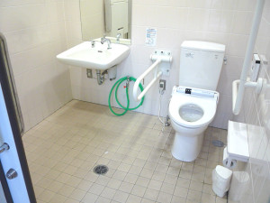 Accessible bathroom in the Kinuya supermarket parking space