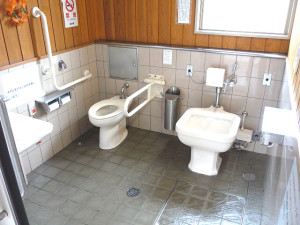 Accessible bathroom at Michino Eki Tsuwano Onsen Nagomino Sato parking space